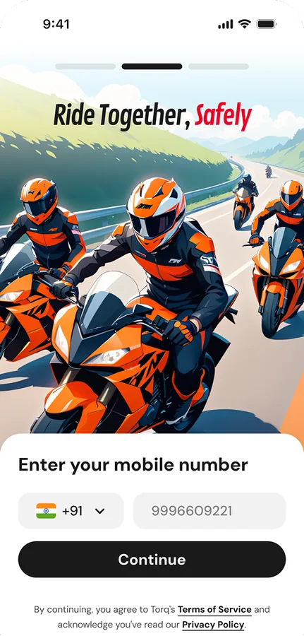Onboarding screen from the Torq app