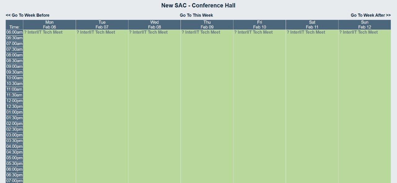 Legacy booking portal — a full week blocked by one event