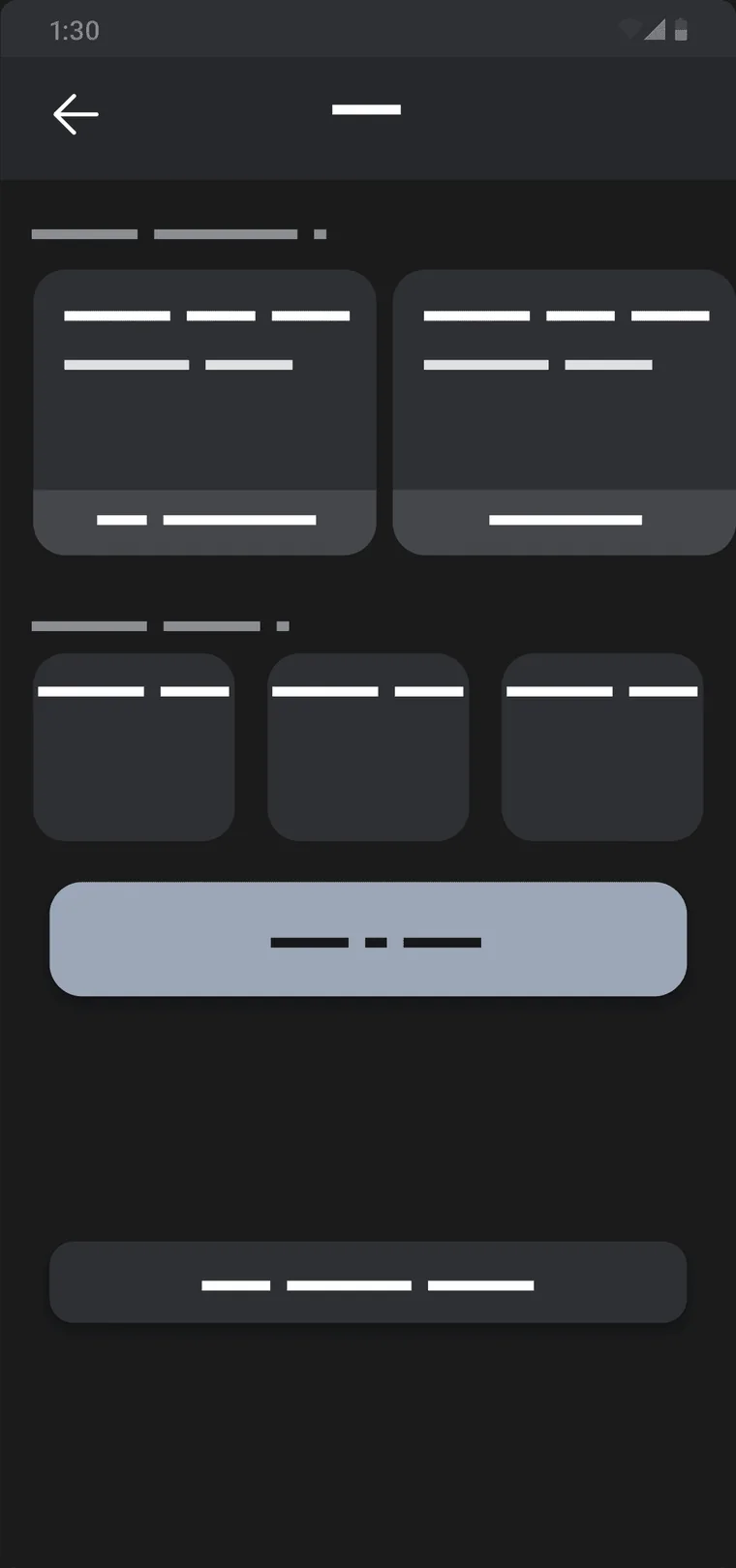 Wireframe of the layout that laid every card out in a visible grid