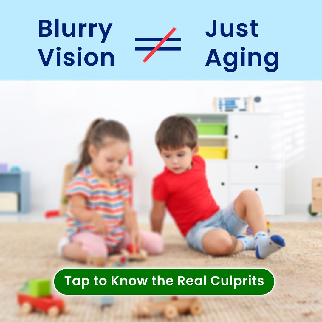 ViewRyt Meta ad: Blurry Vision does not equal Just Aging, over a photo of grandchildren at play
